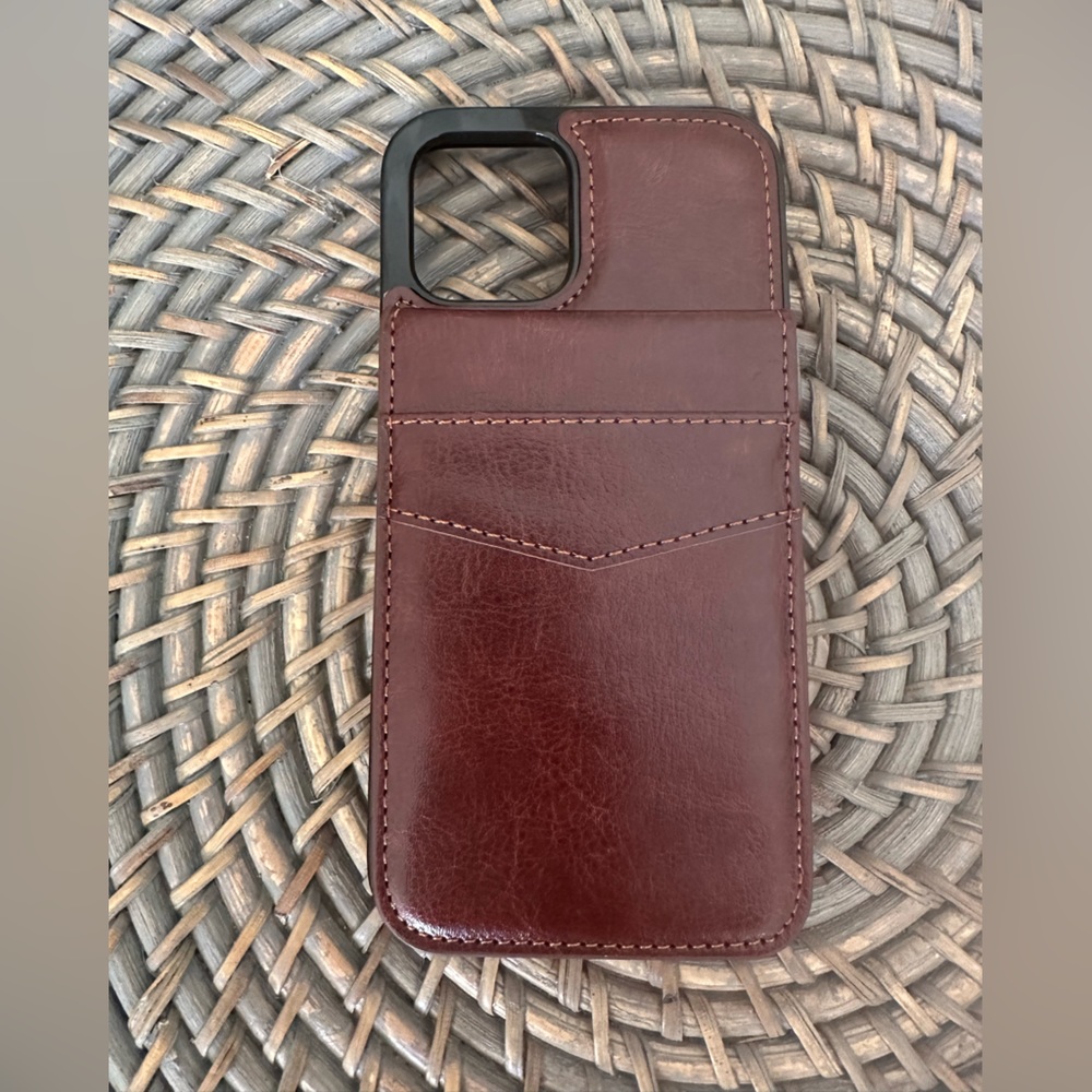 New iPhone 12 / 12 pro leather wallet phone case brown